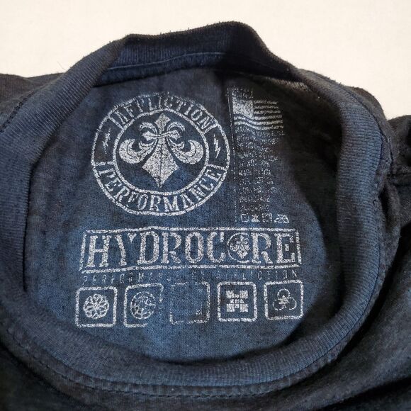 Affliction Shirt Size S Blue Hydrocore Performance Skull Graphic Made USA Mens - Picture 7 of 8